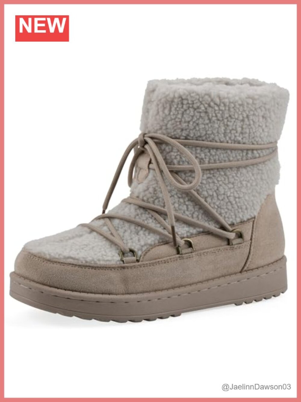 Women's Isador Faux Sherpa Lined Lace-Up Snow Boots Flat Comfort
